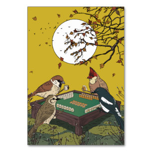Tarjeta De Mesa Juego de pájaros jugando Mahjong 