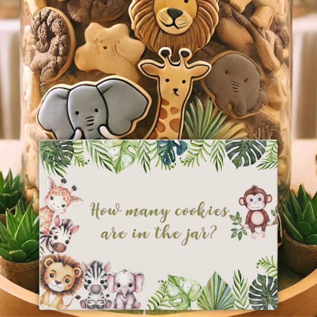 Tarjeta De Mesa Juego Safari Jungle Baby Shower Cookie Jar Guessin (Subido por el creador)