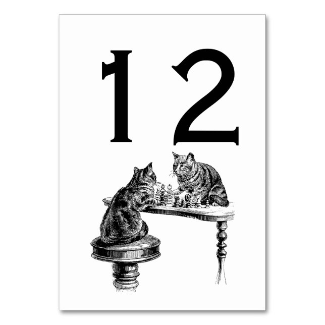Tarjeta De Mesa Juegos de mesa: Dos gatos jugando una partida de a (Anverso)