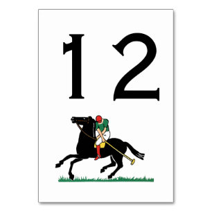 Tarjeta De Mesa Jugador de Polo Antiguo sobre Poni