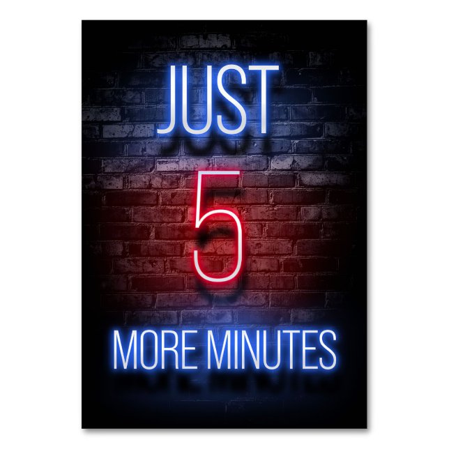 Tarjeta De Mesa Jugar sólo cinco minutos más (Anverso)