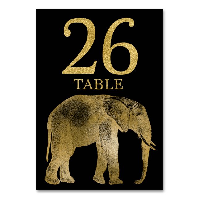 Tarjeta De Mesa Jungle Africa Animal Elephant Table Card número de (Anverso)