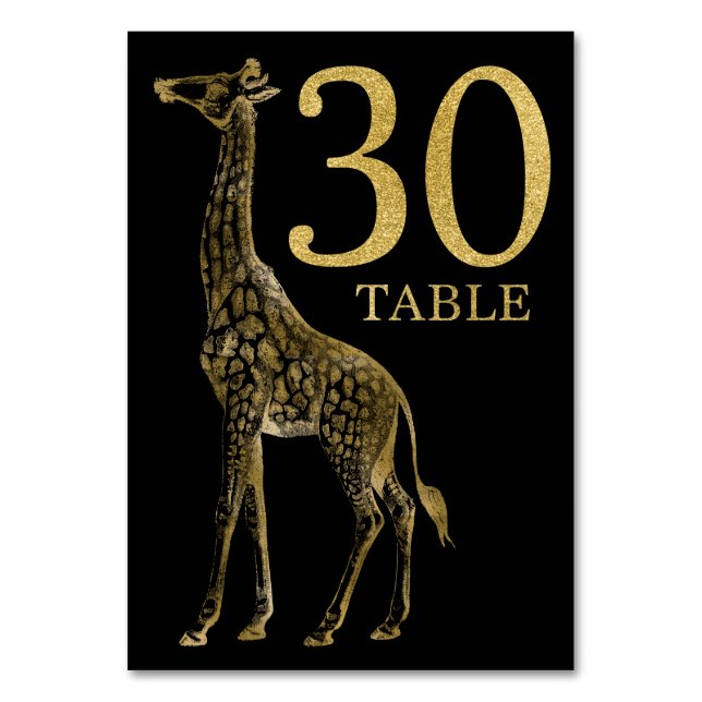 Tarjeta De Mesa Jungle African Animal Giraffe Table Card Número de (Anverso)