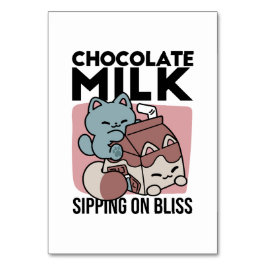 Tarjeta De Mesa Kawaii Chocolate Milk Cat – Cozy Drink & Cuteness