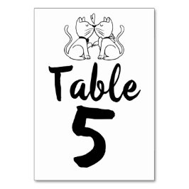 Tarjeta De Mesa Kissing Cats Kitty Modern Black White Boda