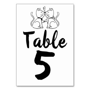 Tarjeta De Mesa Kissing Cats Kitty Modern Black White Boda
