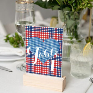 Tarjeta De Mesa Kitsch Country Red White Blue Barbecuer Fiesta