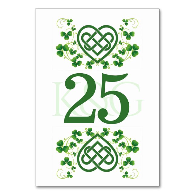 Tarjeta De Mesa Knot de amor célico irlandés tradicional y Shamroc (Anverso)