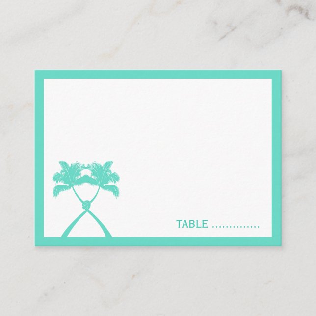 Tarjeta De Mesa Knot Palm Trees Beach Boda tropical Moda moderna (Anverso)