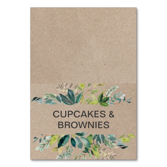 Tarjeta De Mesa Kraft Foliage Buffet Food Labs (Anverso)