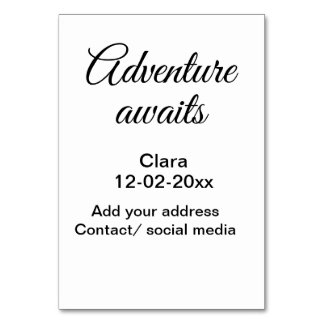 Tarjeta De Mesa La aventura comienza a añadir nombre fecha año lug