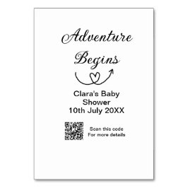 Tarjeta De Mesa La aventura comienza con la ducha de bebé barrido