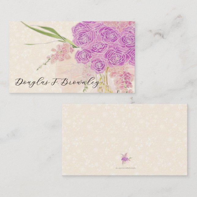 Tarjeta De Mesa La Boca Rosa dorada Rubor Arco y Ramo (Anverso / Reverso)