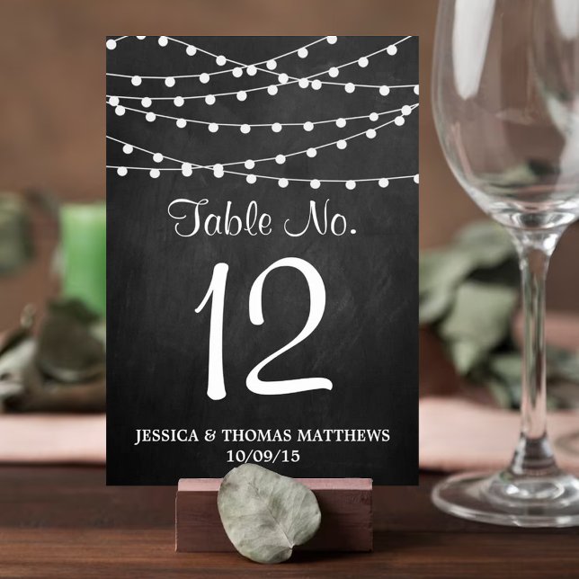 Tarjeta De Mesa La Cadena Se Ilumina En La Colección Boda Chalkboa (Subido por el creador)