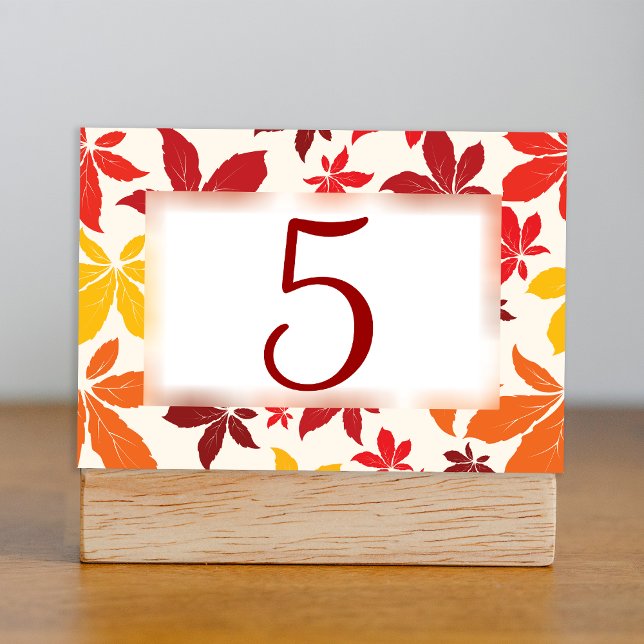 Tarjeta De Mesa La caída brillante deja números de tabla Bodas (Set a warm Autumn table at your celebration event with the Bright Fall Leaves Table Numbers.)