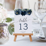 Tarjeta De Mesa La calabaza azul de la marina cae en números de la<br><div class="desc">Ayude a sus huéspedes a encontrar fácilmente su camino con estas preciosas tarjetas de doble cara. ¡Edite fácilmente los números,  nombres y fecha! Este diseño presenta un hermoso ramo floral azul polvoriento y un elegante tipo de letra de guión.</div>