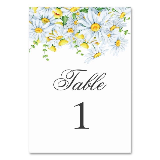 Tarjeta De Mesa La camomila de verano. Boda de flores de jardín de (Anverso)