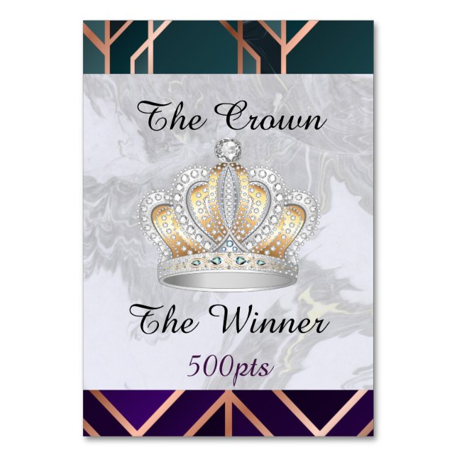 Tarjeta De Mesa La carta ganadora de la corona (Reverso)