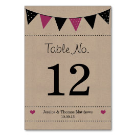 Tarjeta De Mesa La Colección de Boda Bunting Rosa Moderna