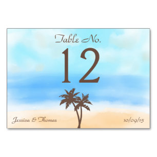 Tarjeta De Mesa La colección de bodas acuarelas en la playa