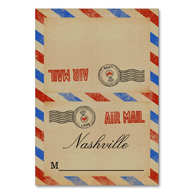 Tarjeta De Mesa La colección de Bodas de Airmail de época (Anverso)