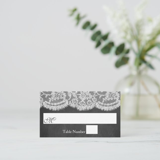 Tarjeta De Mesa La colección de Bodas de Chalkboard y Lace (Anverso de pie)