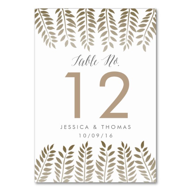 Tarjeta De Mesa La colección de Bodas de Fern Woodland monocroma (Anverso)