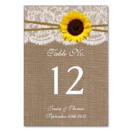 Tarjeta De Mesa La colección de Bodas de girasol rústico