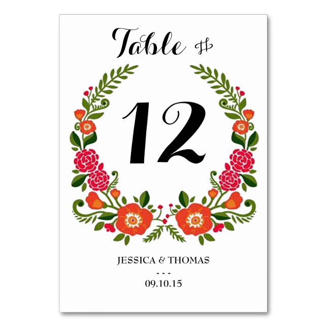 Tarjeta De Mesa La colección de Bodas de verano de Bohemia (Anverso)