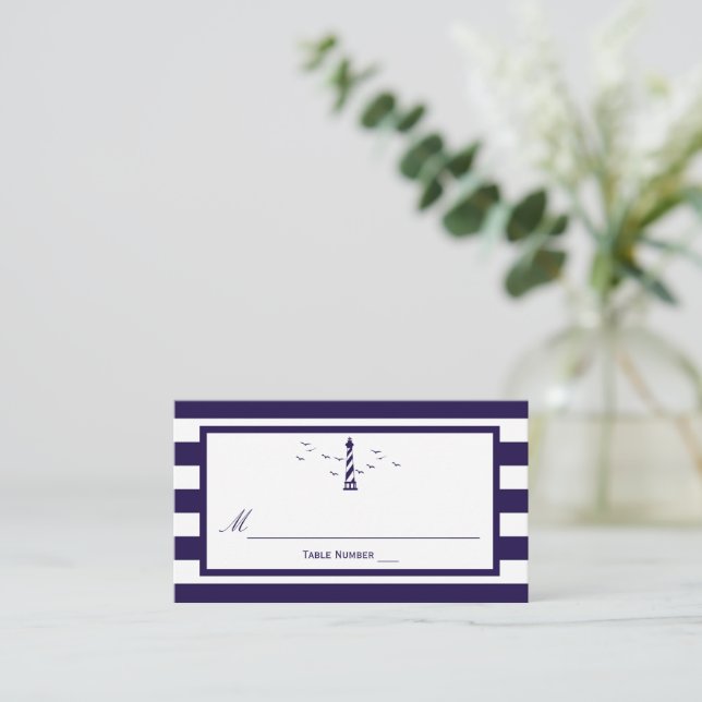 Tarjeta De Mesa La colección de Bodas del faro náutico (Anverso de pie)