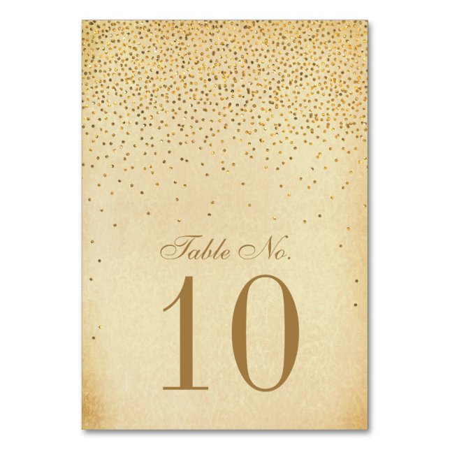 Tarjeta De Mesa La colección de Bodas Glam Gold Confetti (Anverso)