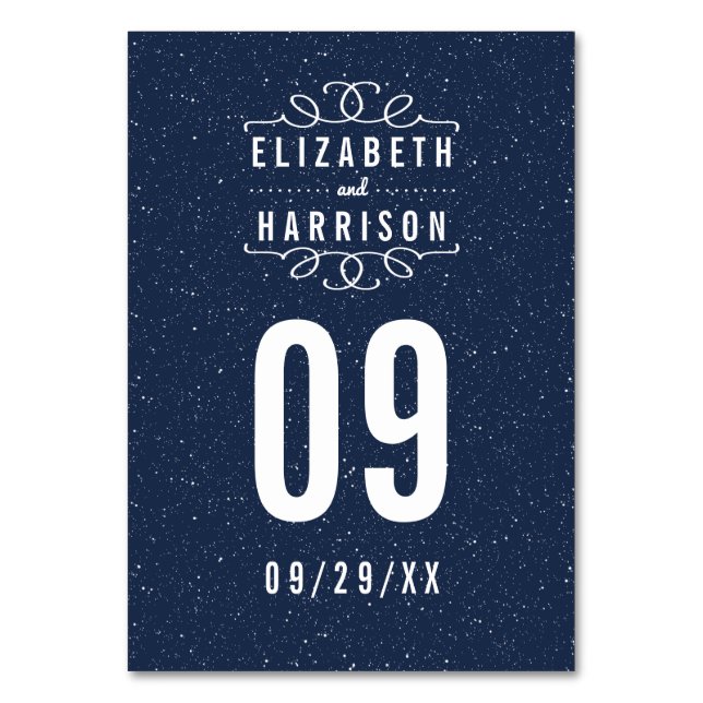 Tarjeta De Mesa La colección de Bodas nocturnos estrellados (Anverso)
