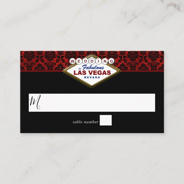 Tarjeta De Mesa La colección de Bodas Purpurinas Damask Las Vegas (Anverso)