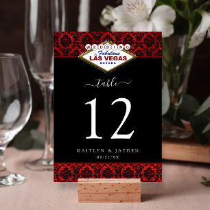 Tarjeta De Mesa La colección de Bodas Purpurinas Damask Las Vegas