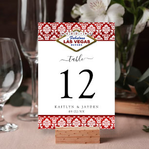 Tarjeta De Mesa La colección de Bodas Purpurinas Damask Las Vegas