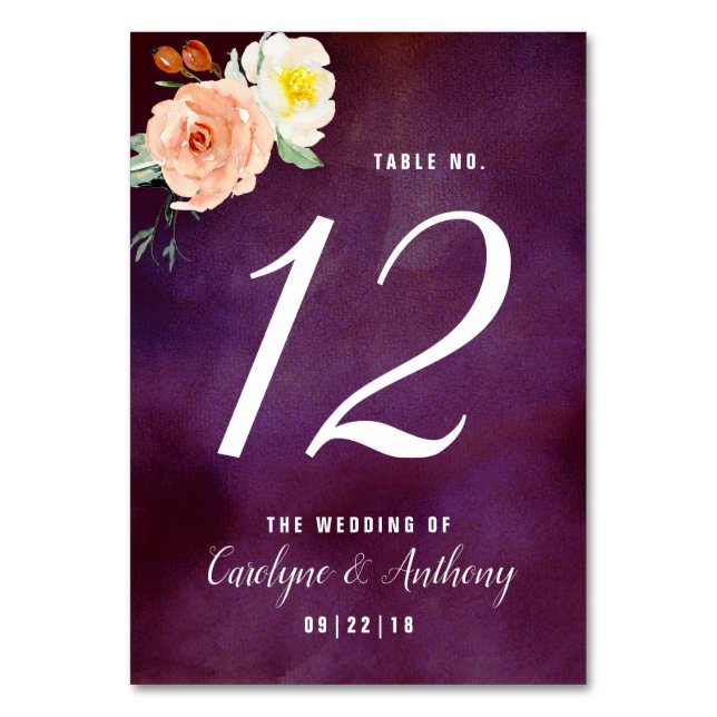 Tarjeta De Mesa La colección de Bodas Romance In Bloom (Anverso)