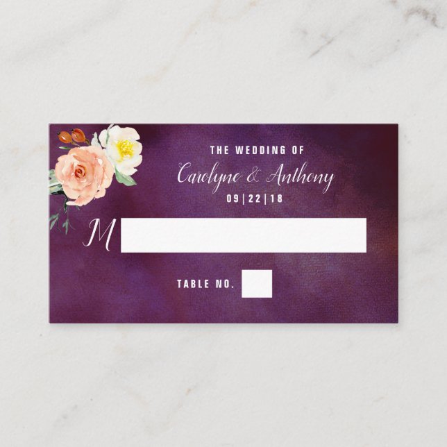Tarjeta De Mesa La colección de Bodas Romance In Bloom (Anverso)