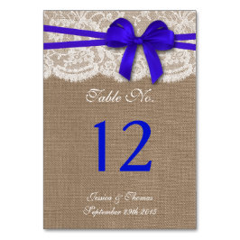 Tarjeta De Mesa La colección de Bodas Rustic Blue Bow
