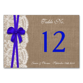 Tarjeta De Mesa La colección de Bodas Rustic Blue Bow