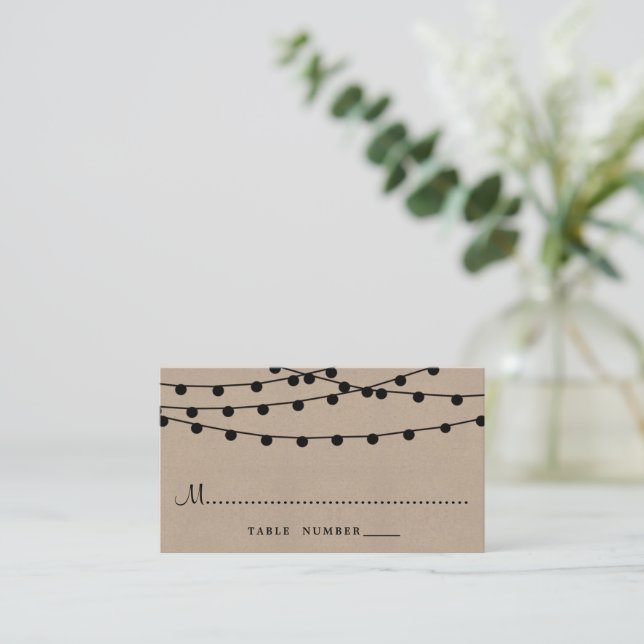 Tarjeta De Mesa La colección de Bodas Rustic Kraft Lights (Anverso de pie)