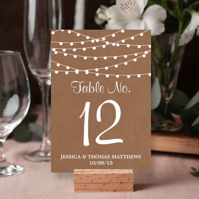 Tarjeta De Mesa La colección de Bodas Rustic Kraft Lights (Subido por el creador)