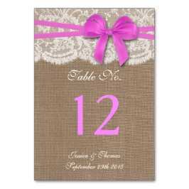 Tarjeta De Mesa La colección de Bodas Rustic Pink Bow