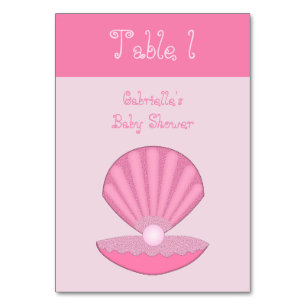 Tarjeta De Mesa La concha de Oyster y Pearl Baby Shower