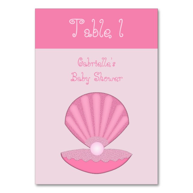 Tarjeta De Mesa La concha de Oyster y Pearl Baby Shower (Anverso)