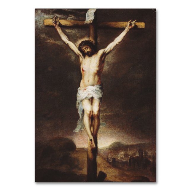 Tarjeta De Mesa La crucifixión de Bartolomé Esteban Murillo (Anverso)