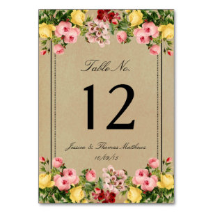 Tarjeta De Mesa La elegante colección de Bodas florales de época