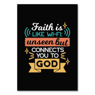 Tarjeta De Mesa La fe es como WiFi Arte divertido de citas cristia