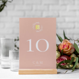 Tarjeta De Mesa La hoja rosa polvorienta de Boho era el boda chino