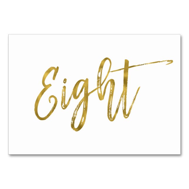 Tarjeta De Mesa La mesa de oro y blanco elegante número ocho. (Anverso)