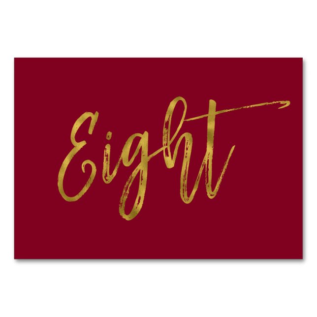 Tarjeta De Mesa La mesa de oro y Borgoña elegante número ocho. (Anverso)